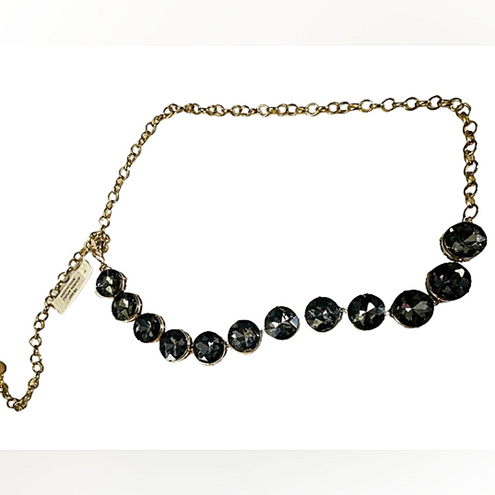 NWT Black Circle Glass and Gold Chain Belt